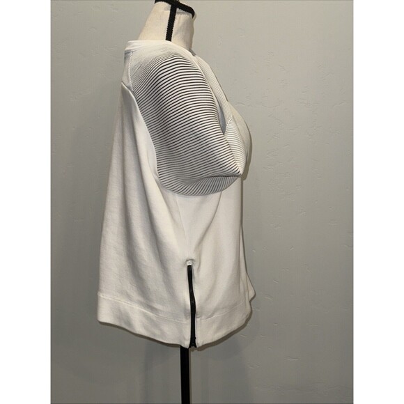 Nike White Tech Fleece Ribbed Long Sleeve Crew Neck Sweatshirt Large, EUC - Picture 6 of 12